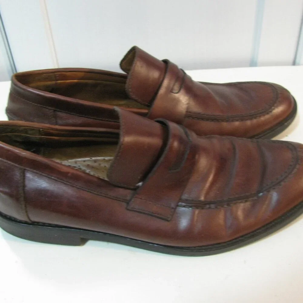** Johnston & Murphy Brown Leather Mens Dress Shoe 10 Excellent Condition - Picture 3 of 9